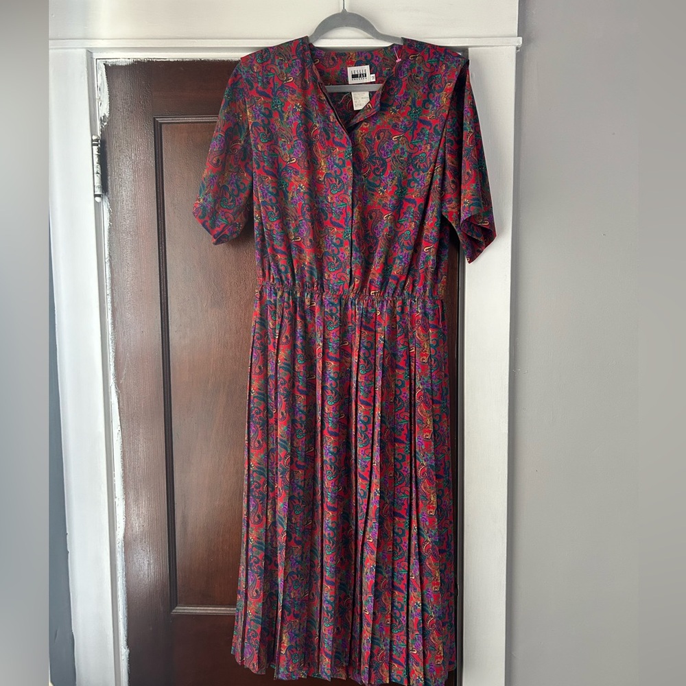 Vintage Elegant Paisley Print Dress